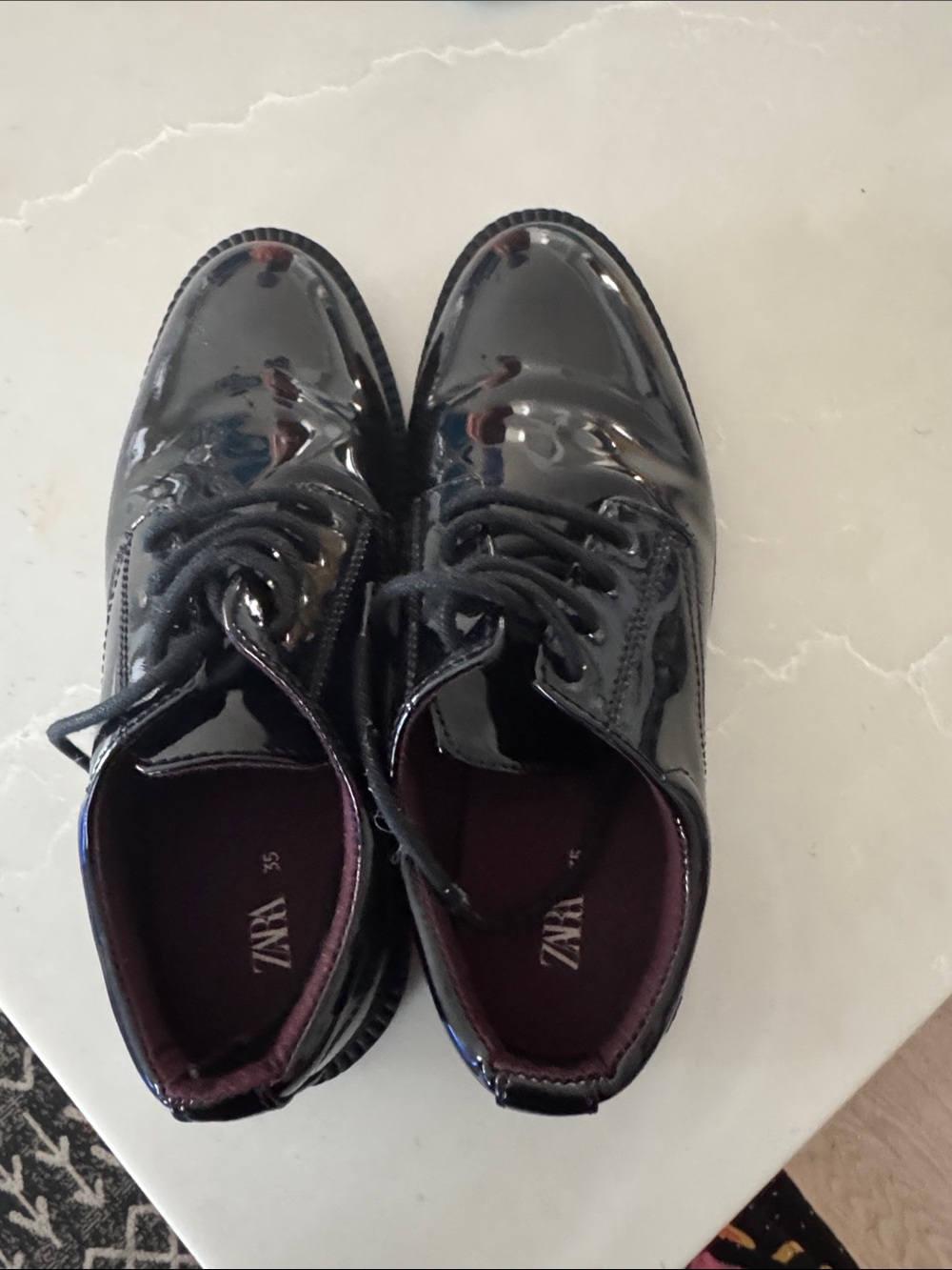 Zara Black Patent Lace-Up Kids Dress Shoes